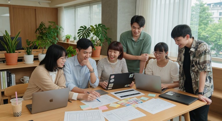 愛貝斯同仁於台中辦公室討論永續專案