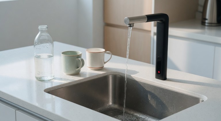 辦公室茶水間的省水標章感應式水龍頭